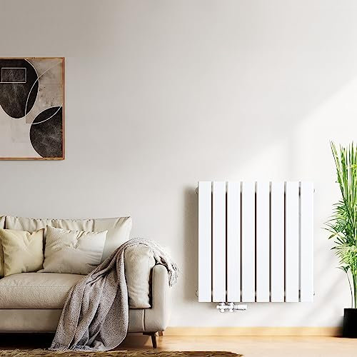 Radiateurs de Salle de Bain Radiateur Plat 630 x 620 mm Blanc Design Radiateur Plat Panneau Horizontal Radiateur Mural monocouche Radiateur 450 Watts