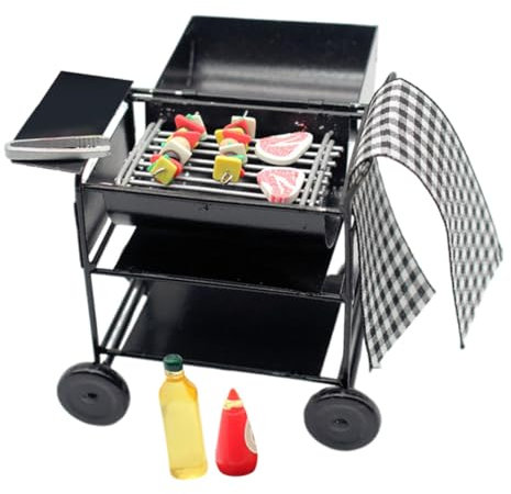 ibasenice Puppenhaus-Miniatur-grillset Mini-grillständer Miniaturmöbel Rollenspiel Für Jungen Und Mädchen Und Sammler
