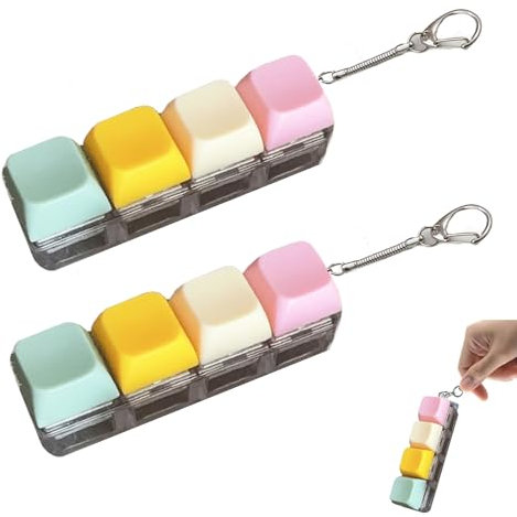 2 PCS Fidget Keyboard, Keyboard Fidget, Keyboard Fidget Toy, Keychain Keyboard, Fidget Keychain, Keyboard Keyboard Button, 4 Keys Keyboard Decompression Toys, For Stress Relief and Decoration ﻿