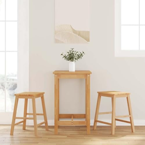LAPOOH Barstühle 2 STK. Massivholz Gummibaum, Barhocker, Thekenhocker, Küchenhocker, Bar Stools, Tresenstuhl, Küchenbarhocker, Bar Hochstuhl, Barstools - 4102579