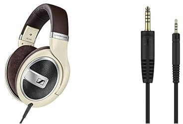 Sennheiser headphone bundle HD 599 Around-Ear Open Back Headphones - Ivory + Original Accessory Cable - 1.8-meter balanced cable with 4.4mm connector plug
