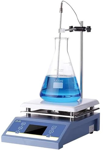Agitateur magnétique de laboratoire 5L, plaque chauffante digitale, vitesse 200-2000 RPM, avec affichage LED et capteur de température, pour la chimie, la biologie, les expériences scientifiques.