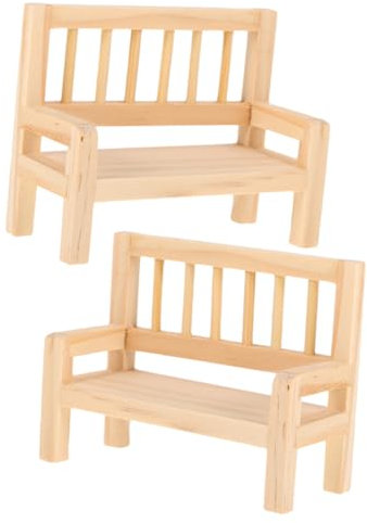 BESPORTBLE 2stücke Miniature Holzbank Für Puppenhaus Dekorative Mini-möbel Für Wohnzimmer Schlafzimmer Und Küche Realistische Ausführung Puppenhaus Zubehör