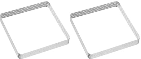QUARKZMAN 2pcs Anelli per Torte Forati 4.72 Anello per Crostate Anello | Antiaderente Lucidato, Spesso per Mousse e Dessert, Strumenti per Cottura di Torte, Acciaio Inossidabile, Quadrato
