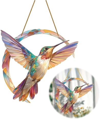 Zayookey Multicolori Colibrì Acchiappasole Appendere Finestre Uccelli Acchiappa-sole Sospese Suncatcher Pannello Decorazione Colibrì Ornamento per Finestre Giardino Porte Pareti
