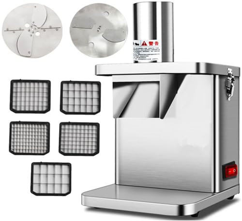 XSDAJSD Cortadora y rebanadora eléctrica de Verduras 2 en 1, picadora de Frutas y Verduras, cortadora automática de Patatas y cebollas, con Cuchilla para Uso Comercial y doméstico.