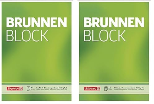 BRUNNEN 1052726 Briefblock/Schreibblock Block (A4, blanko, 50 Blatt, 70 g/m²) (Packung mit 2)