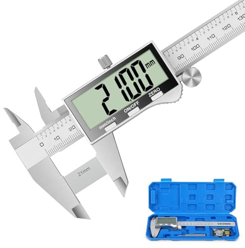Ueznirn Digital Caliper Stainless Steel Calipers IP54 Waterproof 200mm | Vernier Calipers Measuring Tool Large LCD Screen,Micrometer Digital Calipers, Inch/mm Conversion for Industrial/Household/DIY