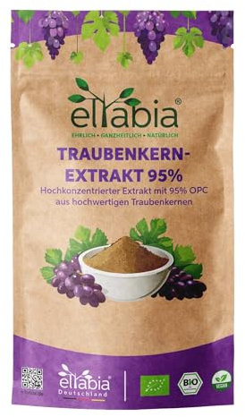 OPC Traubenkernextrakt 1kg Pulver | 95% OPC Hochdosiert 950mg Tagesdosis | Rohkost Qualität Traubenkern Pulver vegan und frei von Zusätzen