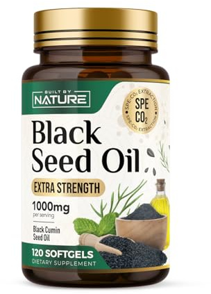 Built by Nature Black Seed Oil 1000 mg – Thymoquinone Rich Black Cumin (Nigella Sativa) – Antioxidant Support – Non-GMO – 120 Softgels