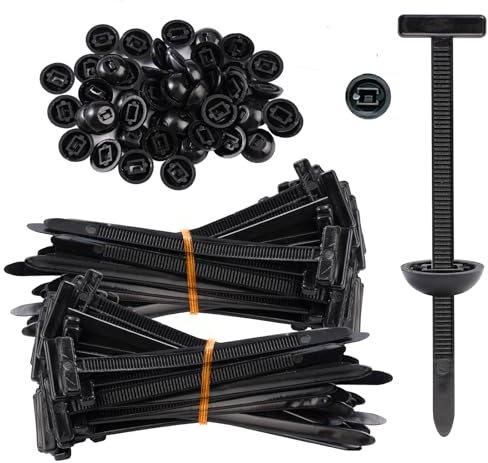 Nylon Universal Cable Tie Buckle - Heavy Duty Zip Ties (with Pin & Button), UV Resistant Black Zipties for Car Daily Repair, Applicable Toengine Lower Guard Plates, Fender Linings (50 PCS)