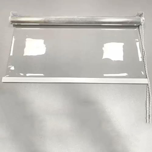 XINGWANGG Transparent Water proof PVC Roller Blind,Outdoor Clear Rainproof Roller Shade,Dust-proof Plastic Window Blind,for Hotel Office Partition,Custom,Width x Height (50cm x 160cm)