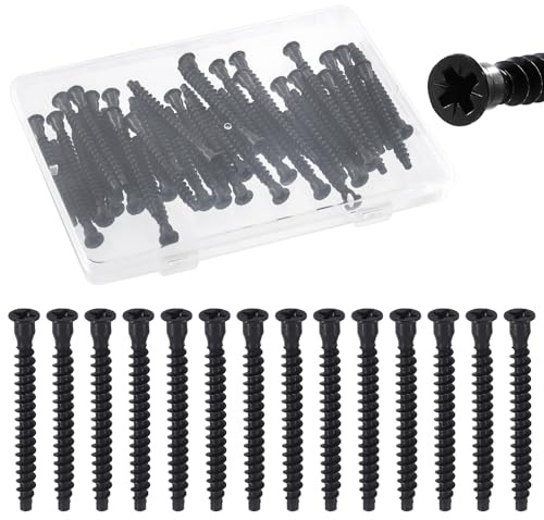 Glarks 40pcs M7 x 70mm Pozi-Flachkopf bestätigen Schrauben Kit, schwarzer Kohlenstoffstahl Kreuz Selbstanschlussschraube, Pozi Antrieb Möbelschrauben für Schrank