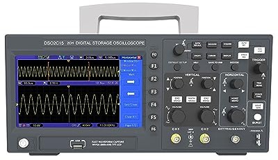 Osciloscopio, DSO2C10 2C15 2D10 2D15 Osciloscopio de almacenamiento digital 2 canales 100Mhz/150Mhz USB 1GSa/s Medidor de frecuencia de muestreo(DSO2D10)