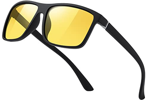 suoso Polarisiert Sonnenbrille Herren Damen Unisex Schwarz Retro Ultraleicht Rahmen UV400 Shutz Sonnenbrillen Polarisierte Klassische Brille für Fahren Geschäftsreise Reise huang