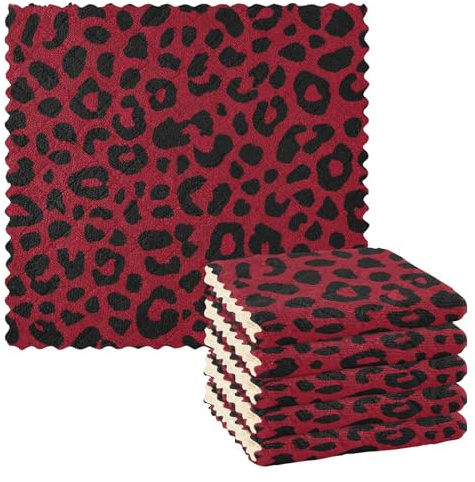 voucong - Toallas de mano de microfibra con patrón de leopardo, tamaño grande, reutilizables y lavables, absorbentes, paquete de 6 unidades, 11 x 11 pulgadas