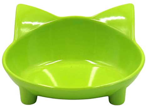 Cuenco para mascotas para gatos y perros con diseño de orejas, plato de melamina con base antideslizante para mascotas pequeñas y medianas, color verde