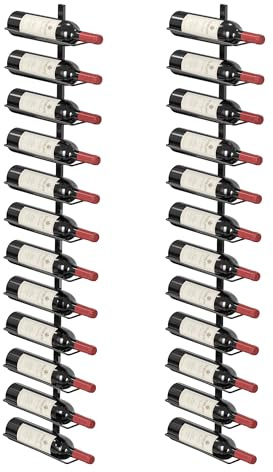 TJ.MOREE 24 Botellas de Vino de Pared – Estante de Vino de Metal para Pared para Vino Botellas de Vino, Licores, Champán, Resistente para Almacenamiento de Vino para Bar