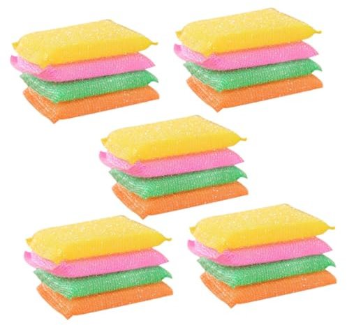 MUCKLILY Spugna per Piatti da Cucina Design Antigraffio e Pulizia Potente 20 Pezzi Spugne per Lavare i Piatti in Materiale Spugna e Nailon Colore Casuale per Superfici Dure