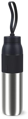 Emsa beYou Twist Isolier-Trinkflasche, 0,7 Liter, mit integriertem Sieb und Trageband, 100% dicht, spülmaschinengeeignet, für Reisen, unterwegs, Büro, für Kohlensäure geeignet, Schwarz, N2193100