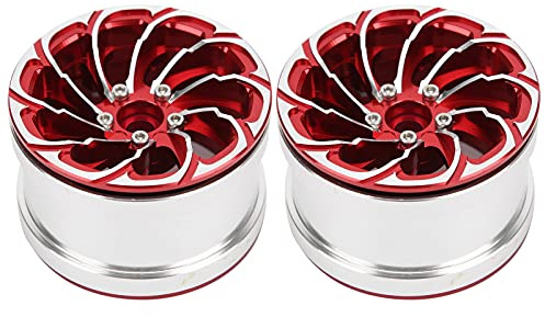 WGFOIP Metal Beadlock Rims for 1/10 RC Car, Collision Resistant and High Temperature Resistant, for Ghost RR10, Aluminum Alloy Material, 2 Pieces (Red)