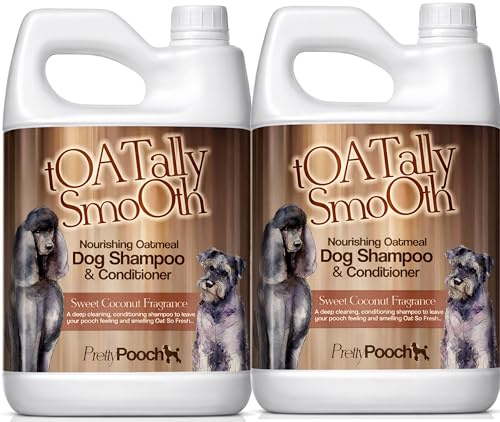 Pretty Pooch Oatmeal Dog Shampoo for Sensitive Skin 2 x 2L – Hydrates, Sooths & Shines - pH Balanced & Made from Natural Ingredients - Cruelty Free & Vegan - Coconut Fragrance