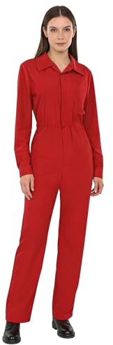 Yihuimin Mono de trabajo para mujer de manga larga para mecánica, ropa de trabajo, rojo, S