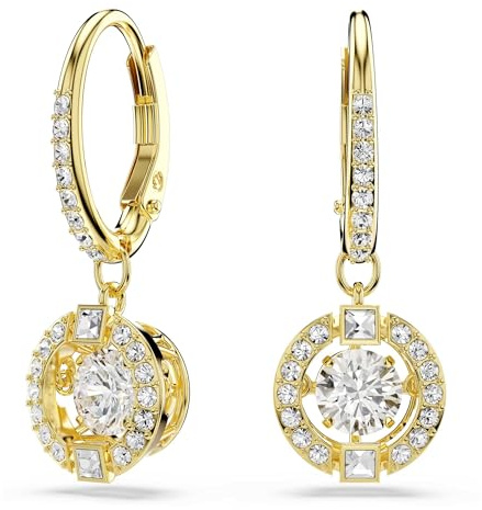 Swarovski Una Angelic Ohrhänger, Rundschliff, Weiß, 18 Karat Vergoldet