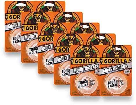 Gorilla Tough & Clear Double Sided Mounting Tape, 1 x 60, Clear, (Pack of 10)