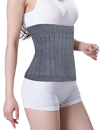 Elonglin Unisex Leibwärmer Wärmegürtel Kaschmirwolle Elastisch für Nieren, Lendenwirbel, Bauchbereich und Rücken Beschütz schwarz/grau