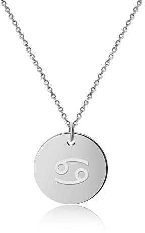GOOD.designs Donna Collana con Segno Zodiacale (Oroscopo) Cancro Argento