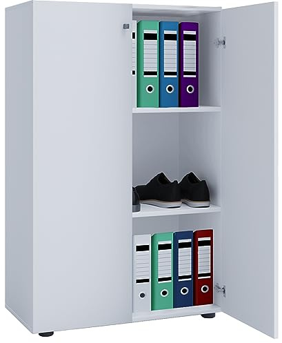 VCM Büroschrank mit 3 Fächern | moderner Aktenschrank mit Drehtüren | Maße ca. B. 70 x H. 110 x T. 40 cm – Lona 3-Fach