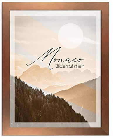 BIRAPA Monaco Bilderrahmen 29,7x42 cm (DIN A3) Kupfer - Bilderrahmen Metall Optik, Alu Gebürstet Rahmen, Posterrahmen, Wechselrahmen