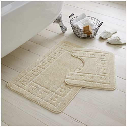 GC GAVENO CAVAILIA Lot de 2 Tapis de Salle de Bain lavables, Extra absorbants, antidérapants, Super Doux, crème, Standard (50 x 80, 50 x 40 cm)