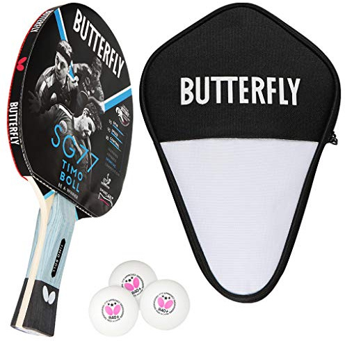 Butterfly® Timo Boll SG77 Tischtennisschläger | Tischtennis Racket Bat Hobby & Training | routinierte & taktisch geübte Spieler | ITTF zertifizierter Pan Asia Belag | konkave Griffform mit smart.Grip