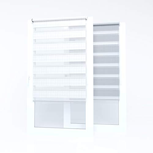 Market-Alley Doppelrollo Klemmfix Rollos ohne Bohren Klemmrollo Duo Rollo Fensterrollo lichtdurchlässig & verdunkelnd für Fenster und Tür (Weiß / 55cm x 150cm / BxH)