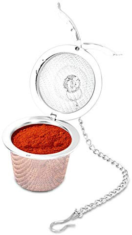 Stainless Steel Tea Strainer Mesh Ball Herbal Spice Filter Soup Infuser with Chain Infusing Mesh Brewing Basket Home Kitchen Office (L)