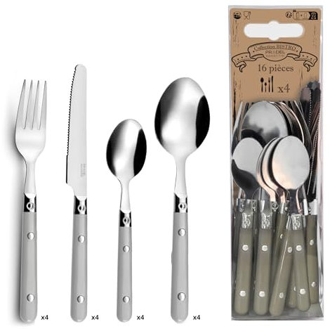 Amefa Servizio Posate 16 Pezzi, Saxo, acciaio inossidabile, Manico Grigio