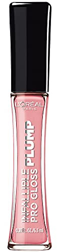 L'Oreal Paris Infallible Pro Gloss Plump Lip Gloss with Hyaluronic Acid, Long Lasting Plumping Shine, Lips Look Instantly Fuller and More Plump, Flush, 0.21 fl. oz.