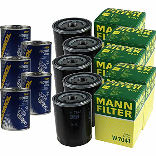 QR-Parts Set 85703005 W 7041 9900 5x Original MANN Ölfilter + SCT Motor Flush Motorspülung