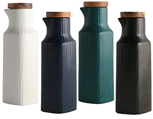 OnePine 4er Set 300ml Keramik Ölflasche für Küche, Essig, Gewürze, Spülmaschinenfest