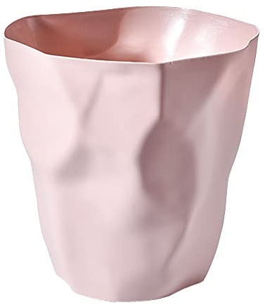 Ailler Corbeille à Papiers en Plastique Irrégulière Écologique - Poubelle de Bureau/Corbeille à Papier de Chambre (Rose)