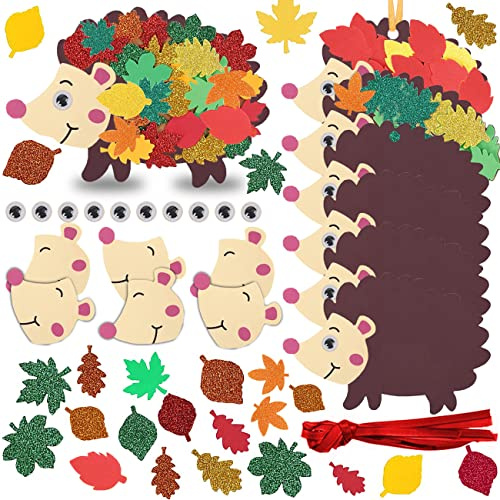 ZDQC 12 Sätze Igel Bastelset für Kinder, Herbst, Moosgummi und Filz, Erntedankfest Basteln, Sticker