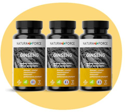 Ginseng Rouge Bio de Corée en Gélules Végétales - Naturel & Titré à 15% de Ginsénosides - Aide à Réduire la Fatigue - Tonus & Concentration - Analysé et Conditionné en France - 3 x 90 Gélules