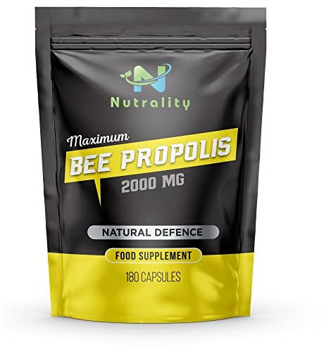 Nutrality Bee Propolis 2000mg Supplement | Immune System Support with Functional Antioxidants | Natural Antibiotic, Anti-Inflammatory & Allergen-Free | 180 Vegetarian Capsules