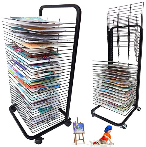 Mobiles Kunst-Trockengestell Mit Drahtregalen, Farb-Trockengestell For Klassenzimmer, Kunstwerk-Aufbewahrungsregal Mit Rädern, Ideal For Schulen Und Kunstvereine, Regale 16,5 X 12,2 Zoll (Size : 30-l