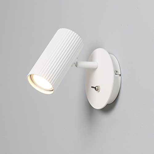 DAWALIGHT Lampada Faretti GU10 Parete Orientabile 5W LED Applique da Muro con Interruttore per Soggiorno Camera da Letto Ristorante Caffetteria, Alluminio, Bianco