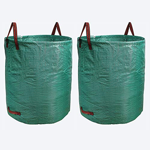 2 Müllsäcke für Garten, 500 l – XXL, Gartenabfallbeutel, robust, faltbar und wiederverwendbar, Gartenabfallsack mit reißfesten Griffen (2 Stück, grün)
