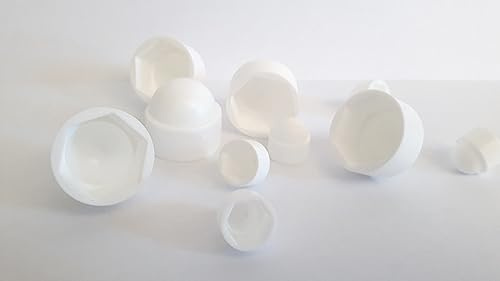 50x Abdeckkappen für Schrauben Sechskant - Schraubenabdeckung Schutzkappen aus PE Kunststoff für Schrauben und Muttern (Weiß, M8)