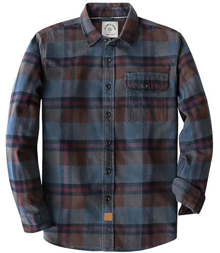 Dubinik® 6 oz Flanellhemd Herren Flanellhemden Herren Langarm Regular Fit Kariert Button Down Warm Freizeit Herren Hemd